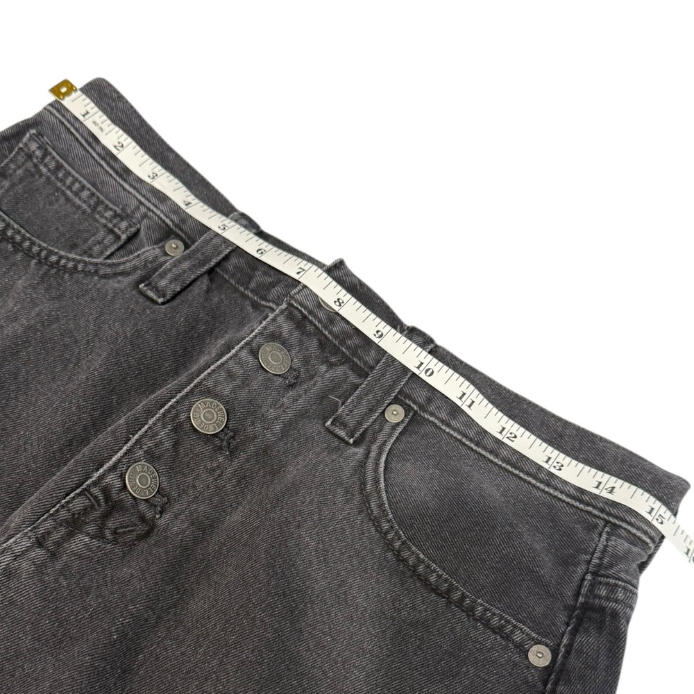 Madewell Rigid Denim A-Line Distressed‎ Black Mini Skirt- Size 28 - Picture 5 of 7